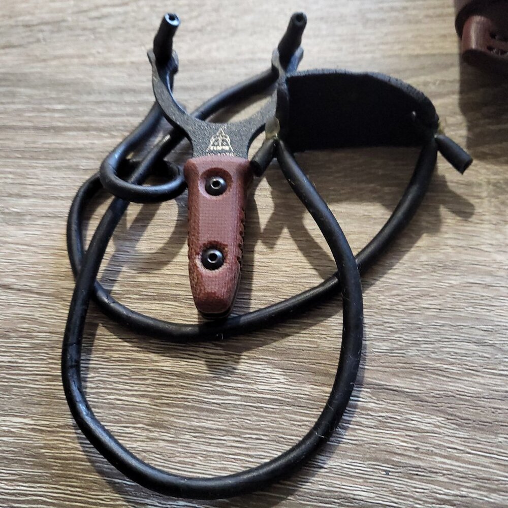 TOPS Mini Slingshot With Tan Micarta Handle